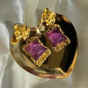 By Lolita El Paraiso Drop Earrings In Gold Vermeil & Purple Resin